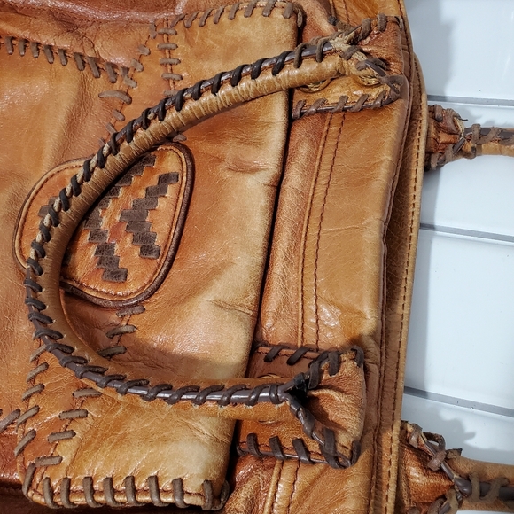 STEVEN BY STEVE MADDEN Large Brown Distressed Cotton Canvas Purse with L… - Picture 11 of 12